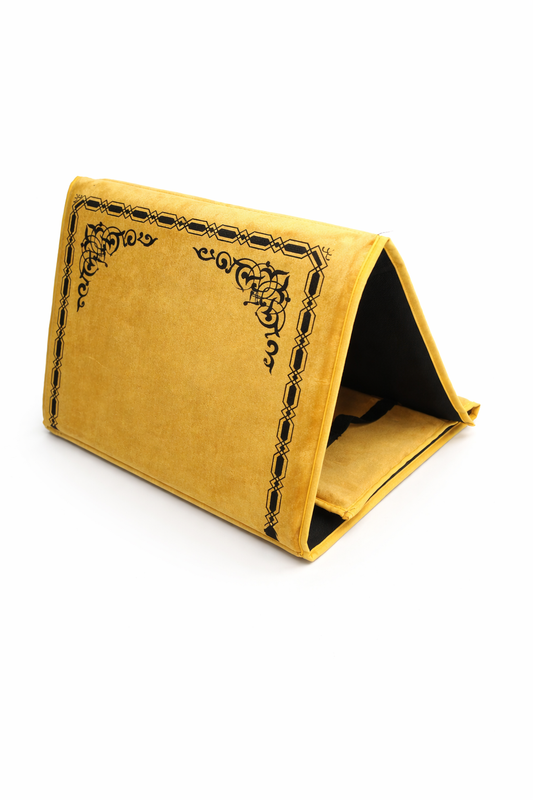 tapis de prière avec dossier jaune maroc