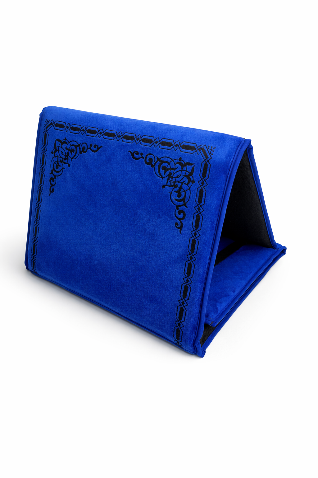 tapis de prière avec dossier bleu royal maroc
