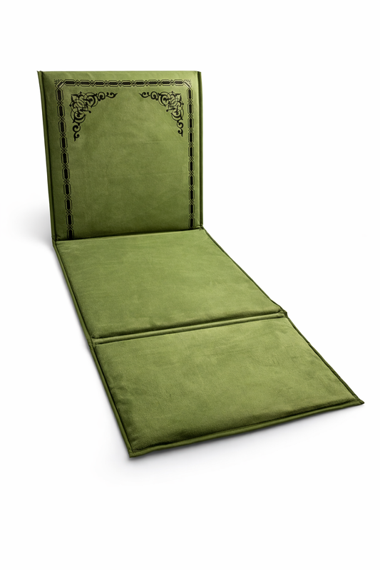 tapis avec dossier intégré vert olive velours maroc
