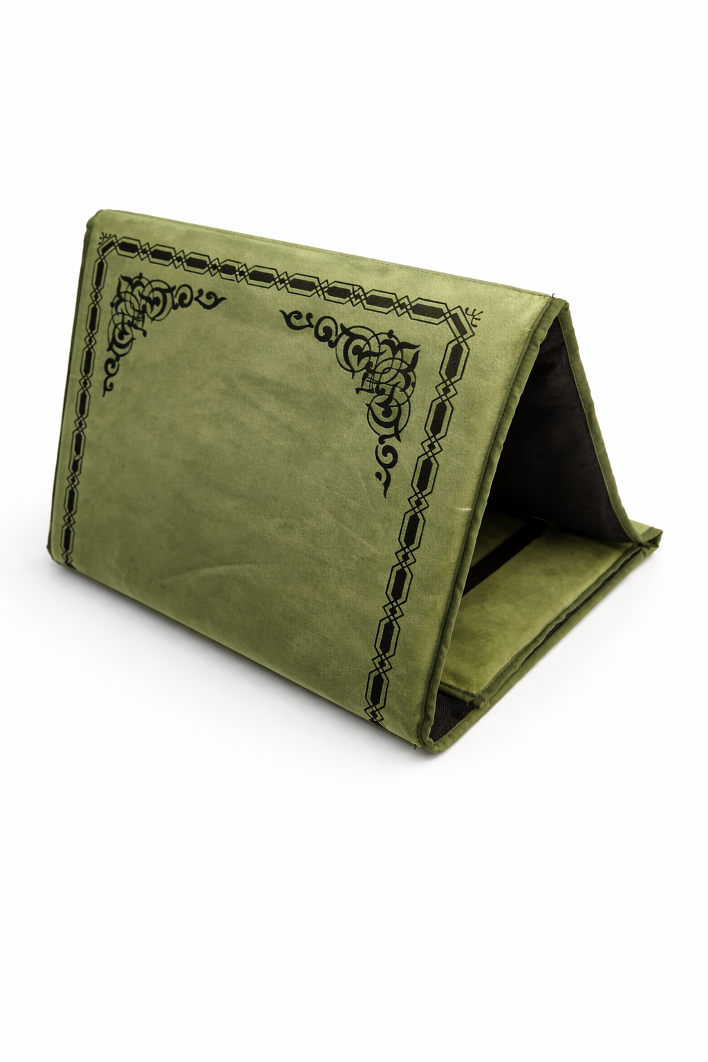 tapis de prière avec dossier vert olive maroc
