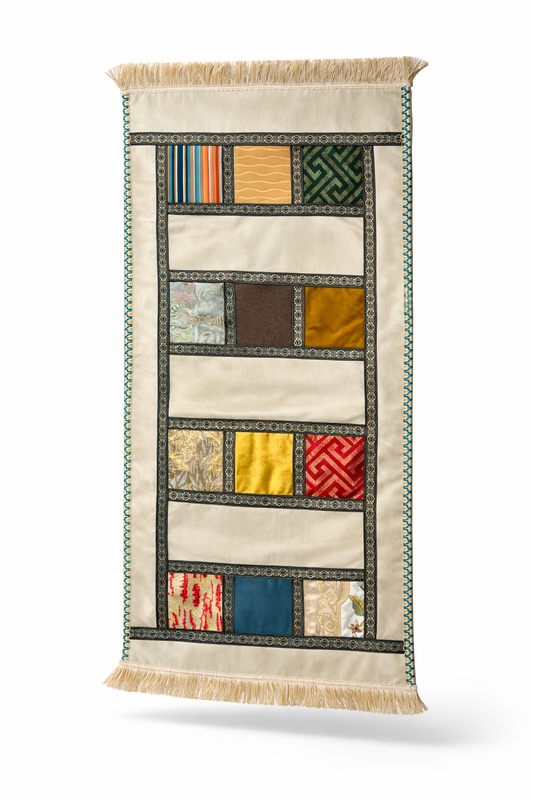 tapis de prière medina qdima atlas patchwork artisanal maroc
