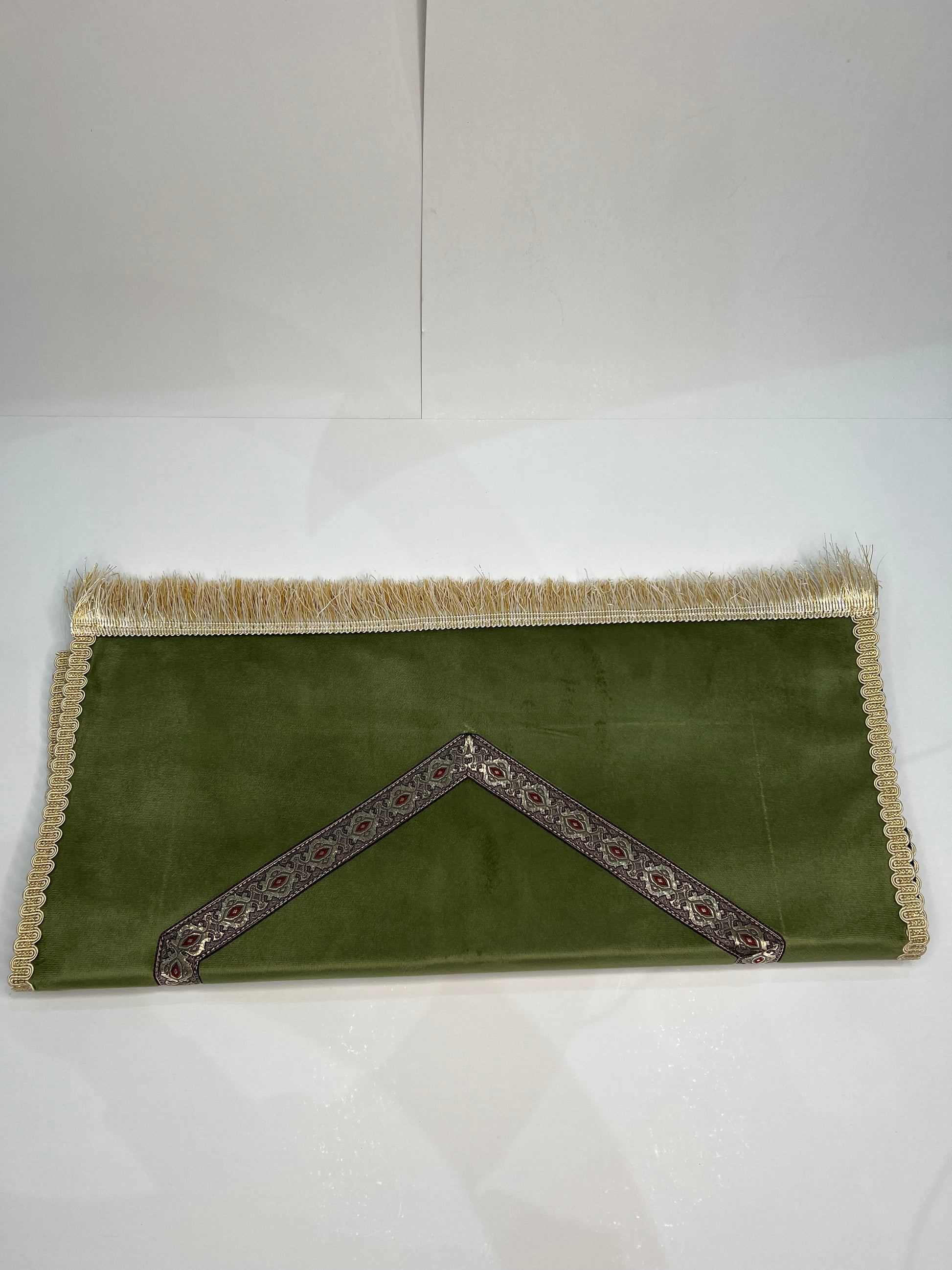 tapis de prière bab mansour vert olive velours maroc