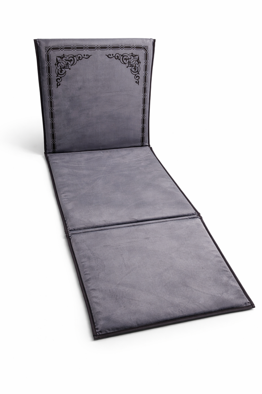 tapis avec dossier intégré gris velours maroc
