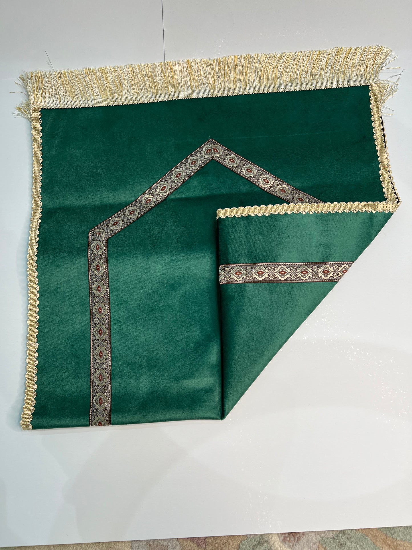 tapis de prière bab mansour vert royal velours maroc