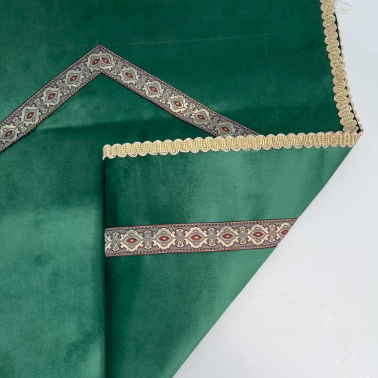 tapis de prière bab mansour vert royal velours maroc